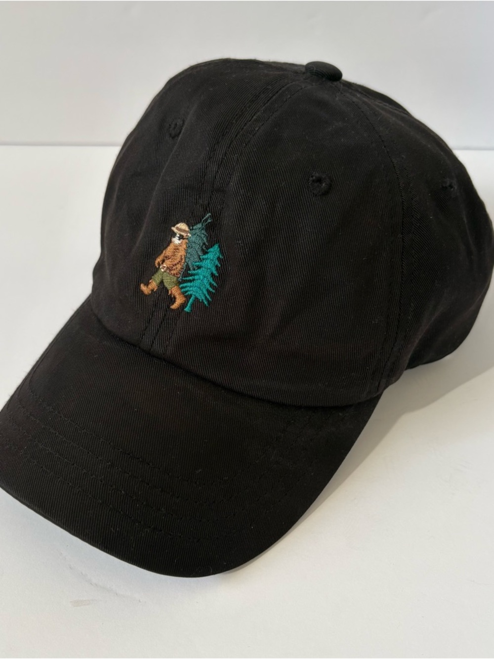 TenTree Sasquatch Peak Hat Cap Adjustable Novelty 100% Tencel Black Embroidery